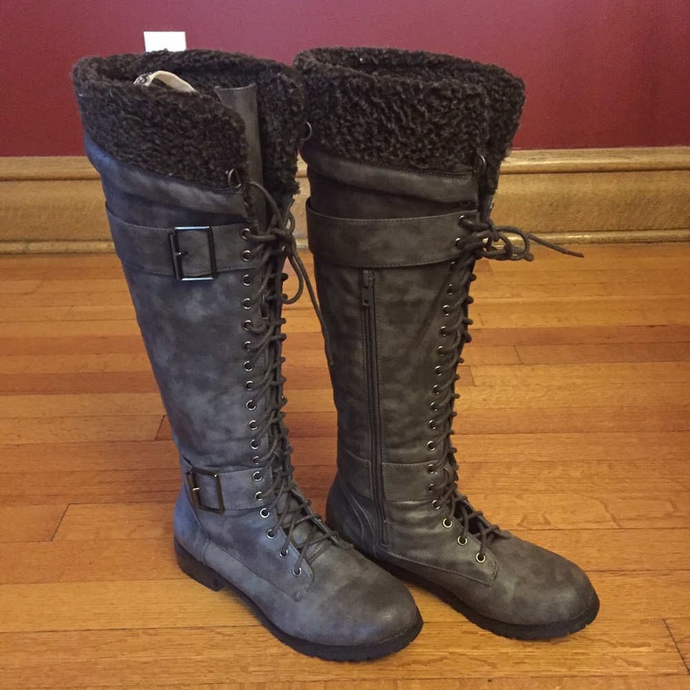 SOLD Grey Combat Boots